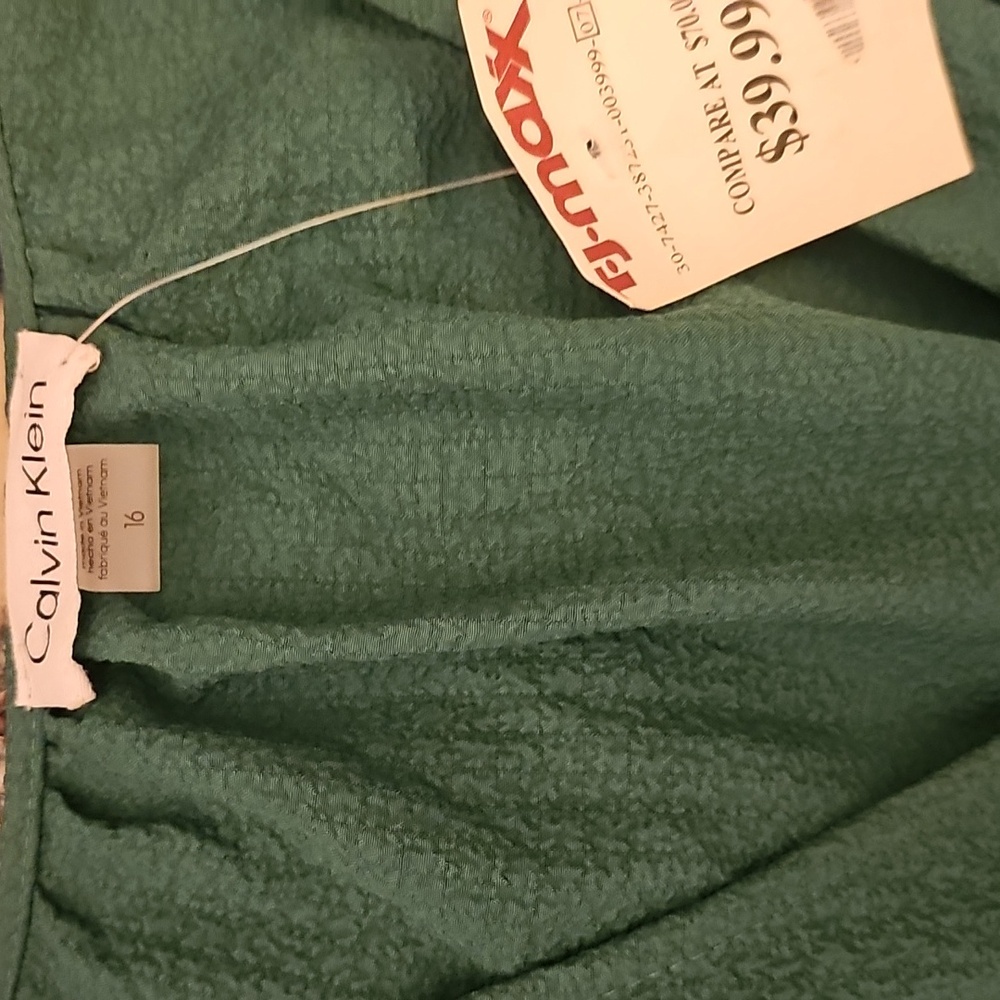 TIERED Teal Midi-Maxi Dress CALVIN KLEIN sz 16 (Blue-green) - Picture 4 of 6